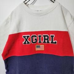 X-GIRL　厚手　ロング丈　半袖　Tシャツ　2　マルチカラー　デカロゴ　古着