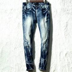 CIVARIZE★イナズマ加工スキニーデニムパンツ★ムラ染&鬼ヒゲ&ダメージ42