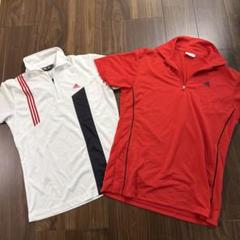 adidas 赤 白2点セット　ゴルフシャツ 半袖　ポロシャツ　M 新品