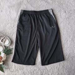 ハーフパンツ(L)ジャージ下/ウエスト総ゴム/ストレッチ/黒/短パン/スポーツ