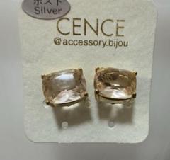 CENCE ローズクォーツ　スクエアピアス　bijou