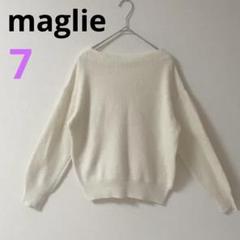 【maglie】リブ編み オフショルダー ニット　アイボリー　フォックス　7