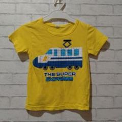 イエロー 電車プリント Tシャツ 100cm