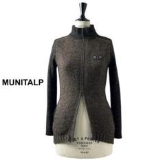 ムニタルプ カシミヤ混 ニット ジャケット 40 (L) ブラウン 美品 ゴルフ