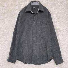 djhonda 千鳥柄　千鳥格子　長袖シャツ　グレー　ブラック　刺繍ロゴ　メンズ