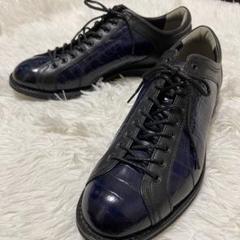美品 レア REGAL スニーカー ネイビー 66CR 型押し　レースアップ