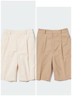 ユニクロ　リネンブレンドバミューダパンツ Sサイズ　べージュ　ホワイト2点セット