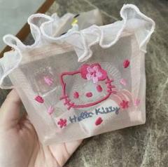 キティちゃん ピンク レース刺繍 ポーチ