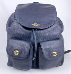 極美品 COACH ネイビー リュック ダブルポケット ターンロック 巾着