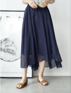 AMERICAN HOLIC＊楊柳シフォンイレヘムスカート＊ドットネイビー