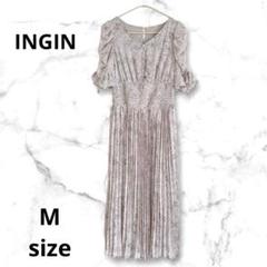 INGIN 花柄フリル袖プリーツワンピース Mサイズ