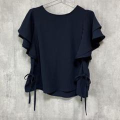美品　ROPE Picnic ティアード フリルブラウス 無地 38 ネイビー