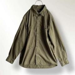 ユニクロ　メンズコットンシャツ　カーキ　長袖　カジュアル　綿100% XL