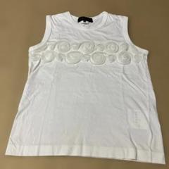 ブラックコムデギャルソン　ノースリーブTシャツ フラワー花　白ホワイト