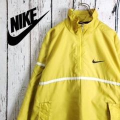 NIKE ハーフジップ ナイロンジャケット / M / イエロー / 刺繍