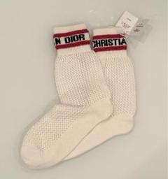 【新品】DIOR ロゴ メッシュ 靴下 S レッド 新品】DIOR ロゴ メッシュ 靴下 S レッド