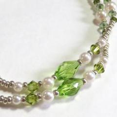 眼鏡チェーン★グラスコード(黄緑、パール)【ハンドメイド作品】