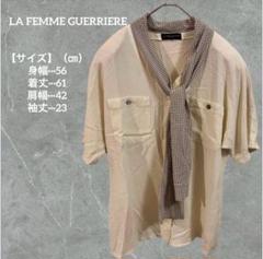 LA FEMME GUERRIERE ドット柄シャツ スカーフ ポケット ダブル