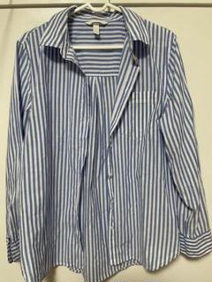 お値下げH&M 青と白のストライプ 長袖シャツ38(M)
