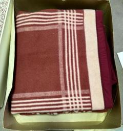 フリースブランケット　毛布 赤茶 チェック柄　花柄毛布　チェック柄毛布