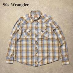 90s Wrangler ウエスタンチェックシャツ 長袖 花柄 ラングラー 古着