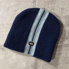 OLD NIKE 90s ニットキャップ ネイビー ライン入り ワンサイズ
