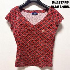 Y2K BURBERRY BLUE LABEL ノバチェック　Vネック半袖　水色 Y2K BURBERRY BLUE LABEL ノバチェック Vネック半袖 水色 - メルカリ