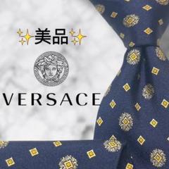 【美品】VERSACE ヴェルサーチ　ネクタイ　漆黒　ボタニカル　総柄 美品】VERSACE ヴェルサーチ ネクタイ 漆黒 ボタニカル 総柄 小物