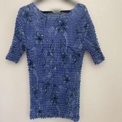 最終値下げ☺︎ vintage ポップコーントップス　レトロ　ブルー　花柄
