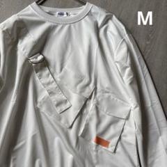 新品✨スウェット風ロングTシャツ 韓国系　白　M カットソー