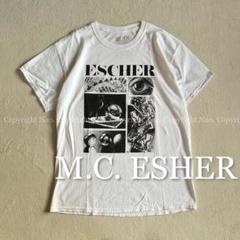 00s MCエッシャー(L) グラフィックTシャツ ホワイト プリント 古着