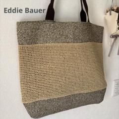 Eddie Bauerストロー素材 ベージュ トートカゴバッグ　イストラップ付き Eddie Bauerストロー素材 ベージュ トートカゴバッグ イ