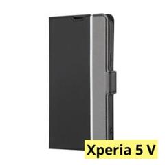 Xperia 5 V ケース 手帳型 軽量ケース 薄型ケース グレー ブラック