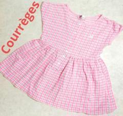 Courrèges　ワンピース　チュニック　チェック柄　綿95%　ピンク　110