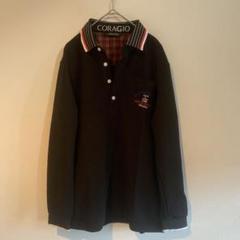 CORAGIO 黒 ゴルフシャツ チェック襟
