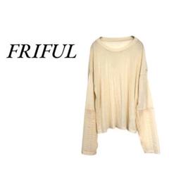 フリフル クリーム色 長袖 カットソー シフォン袖 ふんわり フェミニン XL