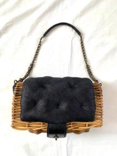 ebagos かご袋ショルダー（カゴポシェット）防水キャンバス×紅籐