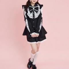 シークレットハニー 袖レース切替ラッフルセットアップ ブラウス ショートパンツ