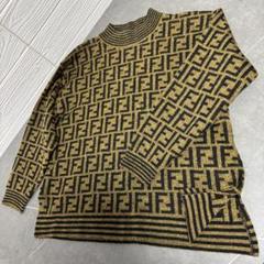 SALE！FENDI フェンディリボンデザインニット 五分丈ベージュ42美品 SALE！FENDI フェンディリボンデザインニット 五分丈ベージュ42美品