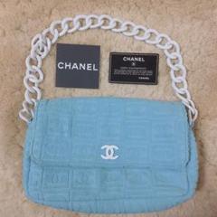 CHANEL プラチェーンショルダーバッグ ライトブルー