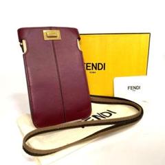 希少 美品 FENDI ピーカフォン スマホショルダー ワイン 箱付 極上限定色