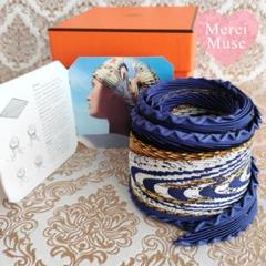 ❤未使用品❤エルメス プリーツカレ90 スカーフ ブルー 挿し色