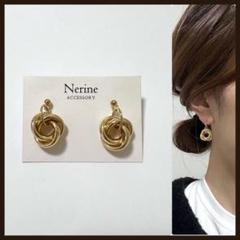 ３連　ゴールド　ハンドメイド　ピアス　イヤリング