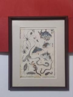 古美術　浮世絵版画　江戸古地図 \"永代御江戸絵図\" 額入り 古美術 浮世絵 江戸古地図 永代御江戸絵図 版画額入り