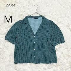 ザラ ZARA ブラウス シャツ ショート丈 レトロ柄 花柄 とろみ Ｍ
