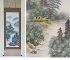 ♥☆彡　日本画　掛軸　山水画【玉仙】共箱付き　掛け軸　骨董　古玩　中国