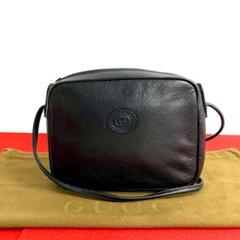 極 美品 オールドグッチ GG レザー ミニ ショルダーバッグ ポシェット 黒