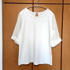 【新品】大きいサイズＬＬ　 ホワイト シースルー五分袖 トップス