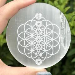 セレナイト チャクラ フラワーオブライフ 原石 置物 天然石 MY664
