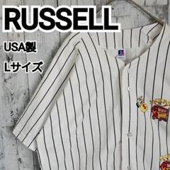 【RUSSELL】90s USA製 ラッセル カジノ 刺繍 半袖シャツ L